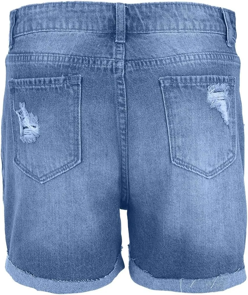Jean Shorts for Women Ripped Denim Casual Shorts High Waist Distressed Summer Sexy Jeans Skinny Stretchy Short