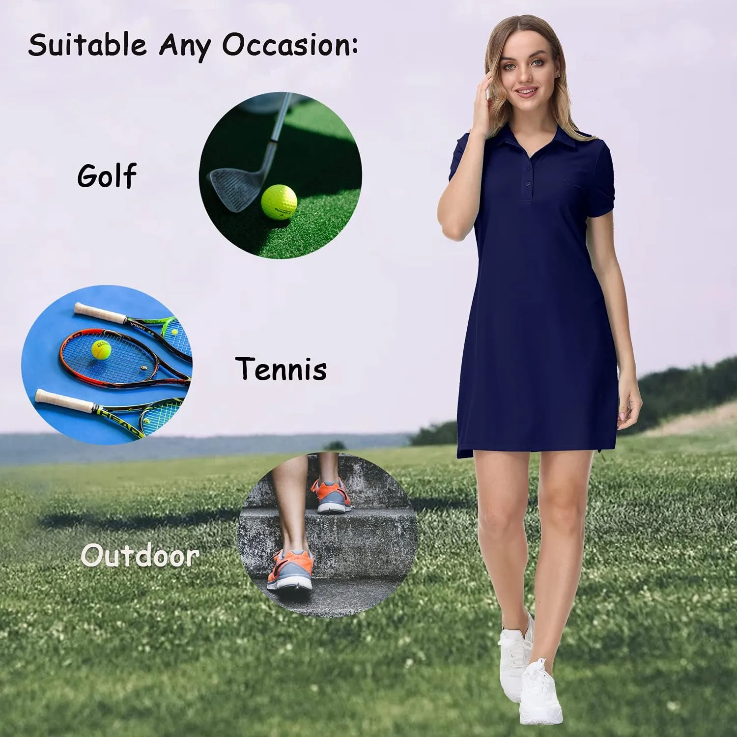 JINSHI Women T Shirt Dress Hiking/Tennis/Golf/Leisure Comfortable and Soft Athletic Dress for Women