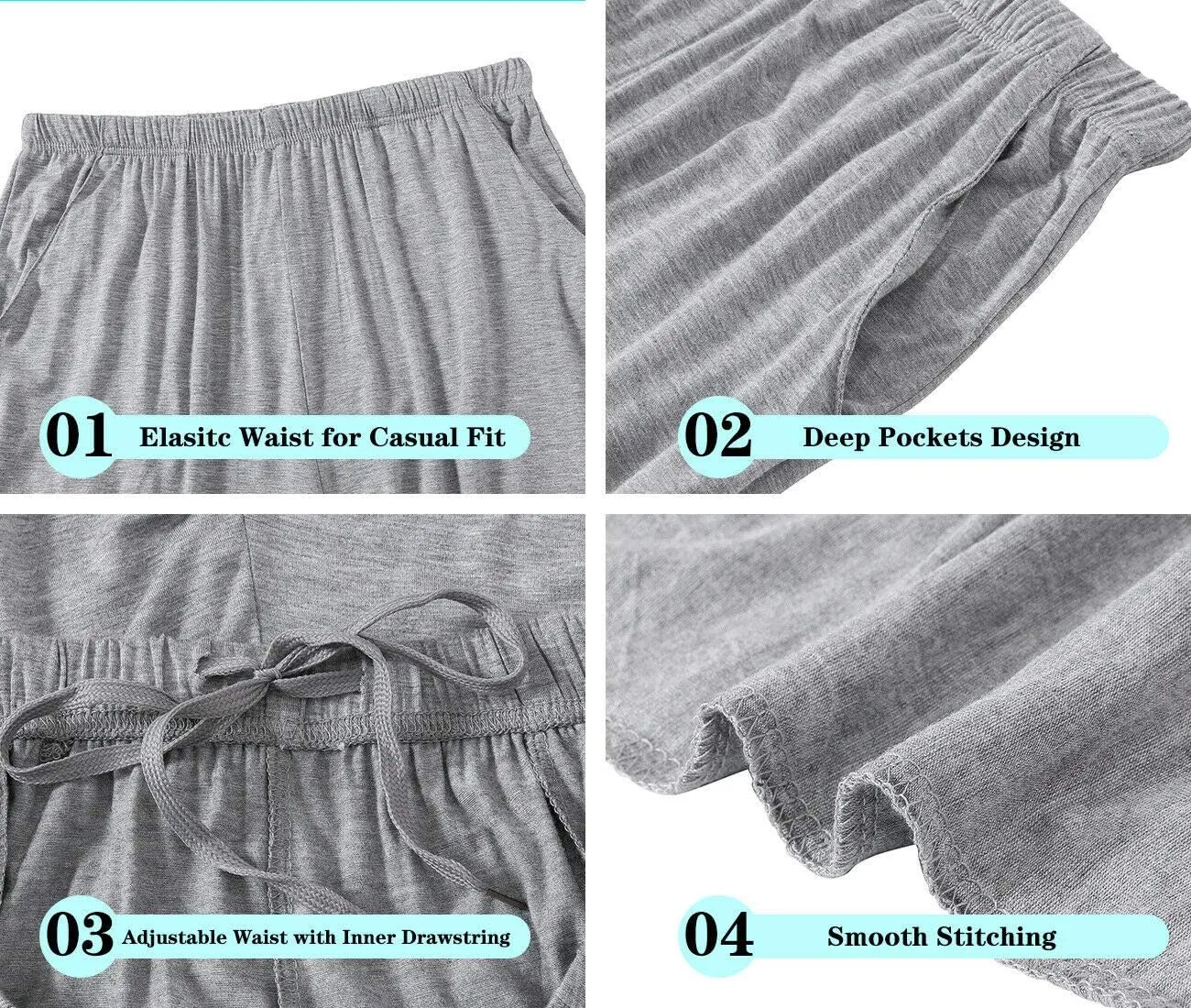 JINSHI Womens Pajama Pants with Pockets Soft Comfortable Lightweight Elastic Drawstring Modal Pajama Bottoms Lounge Pants