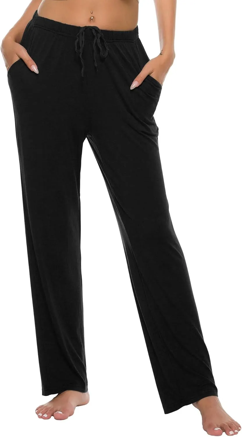 JINSHI Womens Pajama Pants with Pockets Soft Comfortable Lightweight Elastic Drawstring Modal Pajama Bottoms Lounge Pants
