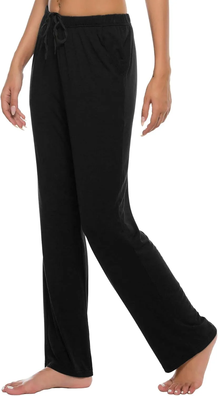 JINSHI Womens Pajama Pants with Pockets Soft Comfortable Lightweight Elastic Drawstring Modal Pajama Bottoms Lounge Pants
