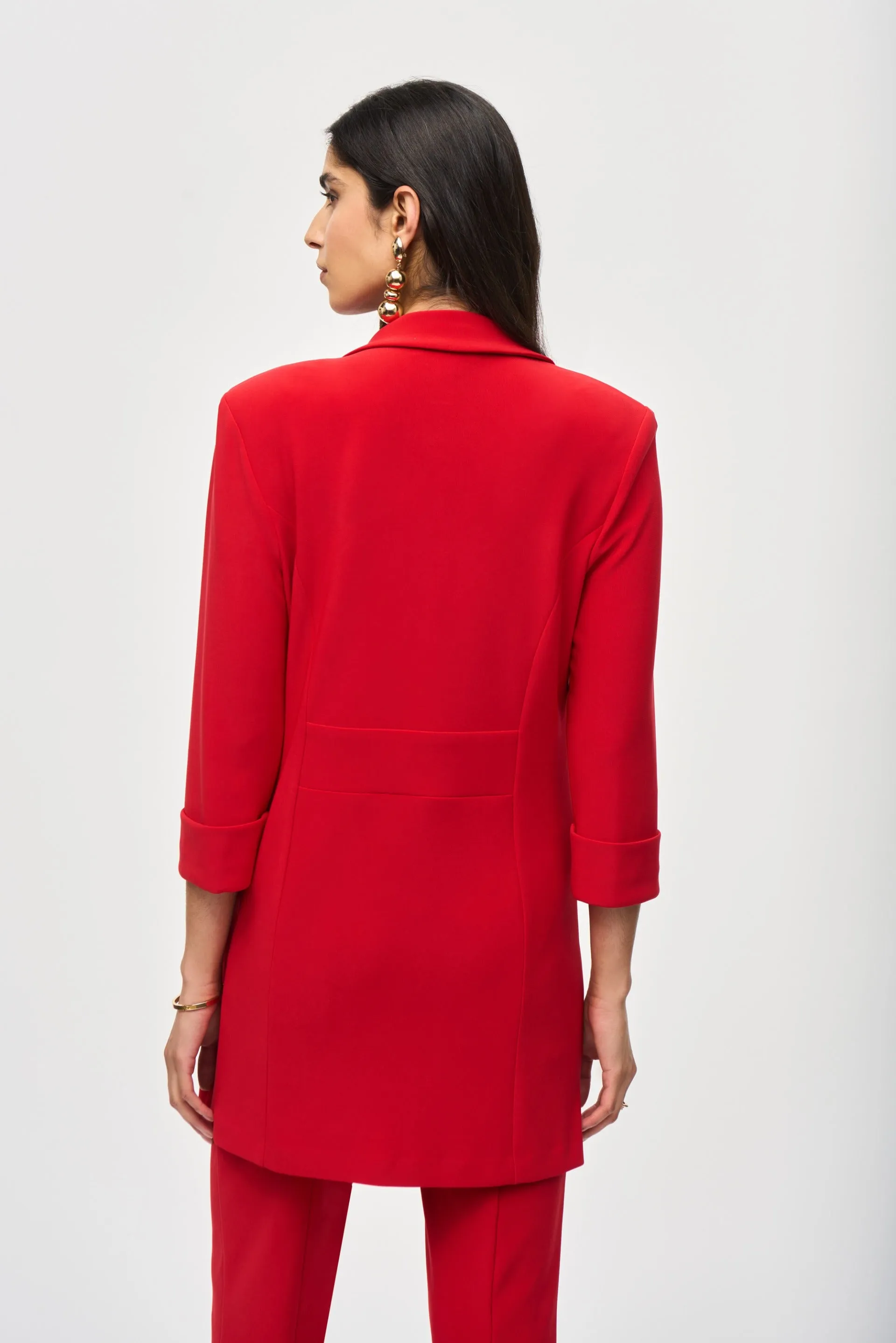 Joseph Ribkoff Lipstick Red Knit Long Blazer Style 233304