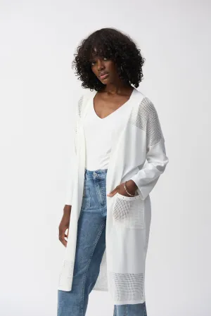 Joseph Ribkoff Vanilla Sweater Knit Cardigan With Pointelle Detail