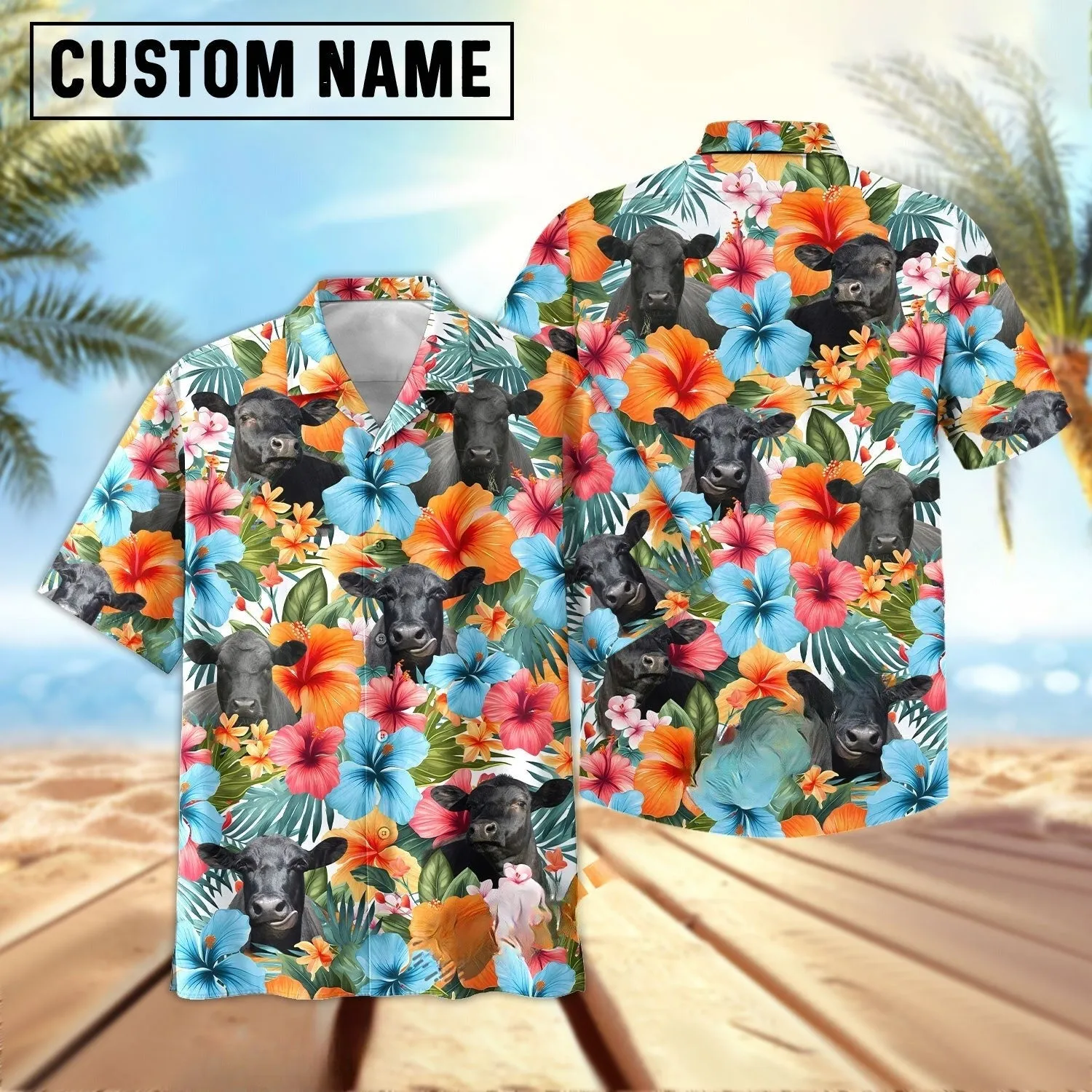 Joy Corners Black Angus Blue Summer Pattern 3D Hawaiian Shirt