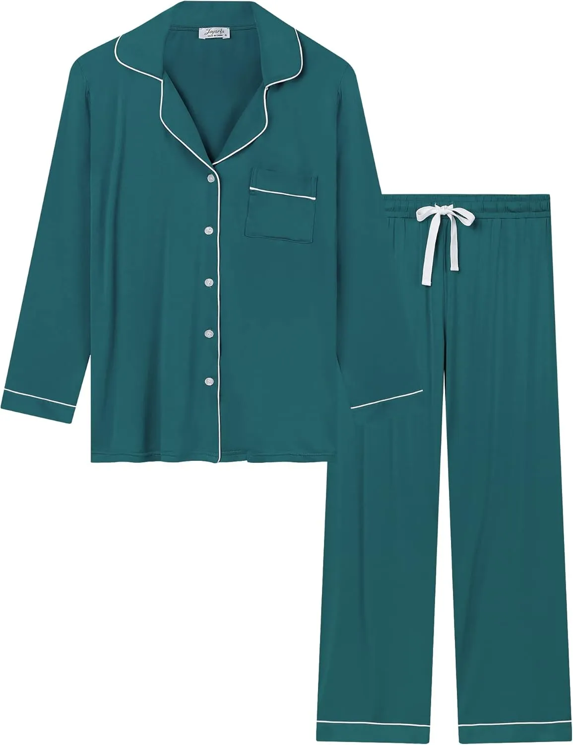 Joyaria Womens Bamboo Viscose Pajama Sets Long Sleeve Button Down Cooling Sleepwear Soft Comfortable Pj Pants Set for Women