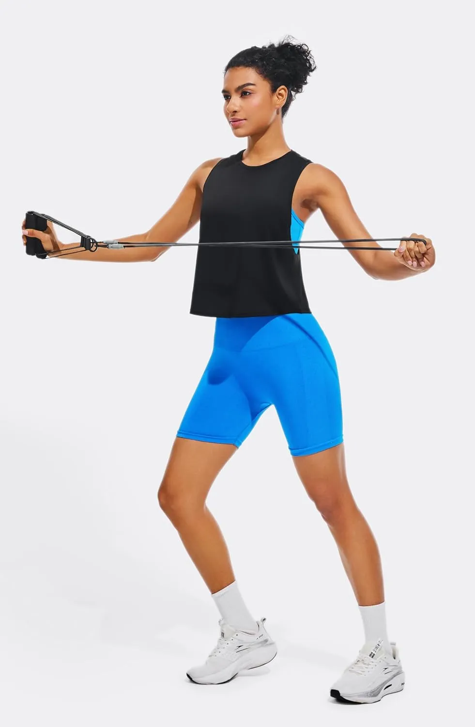 JOYSPELS Ice Silk Crop Workout Tank Tops for Women Quick Dry Sleeveless Loose Fit Athletic Running Shirts