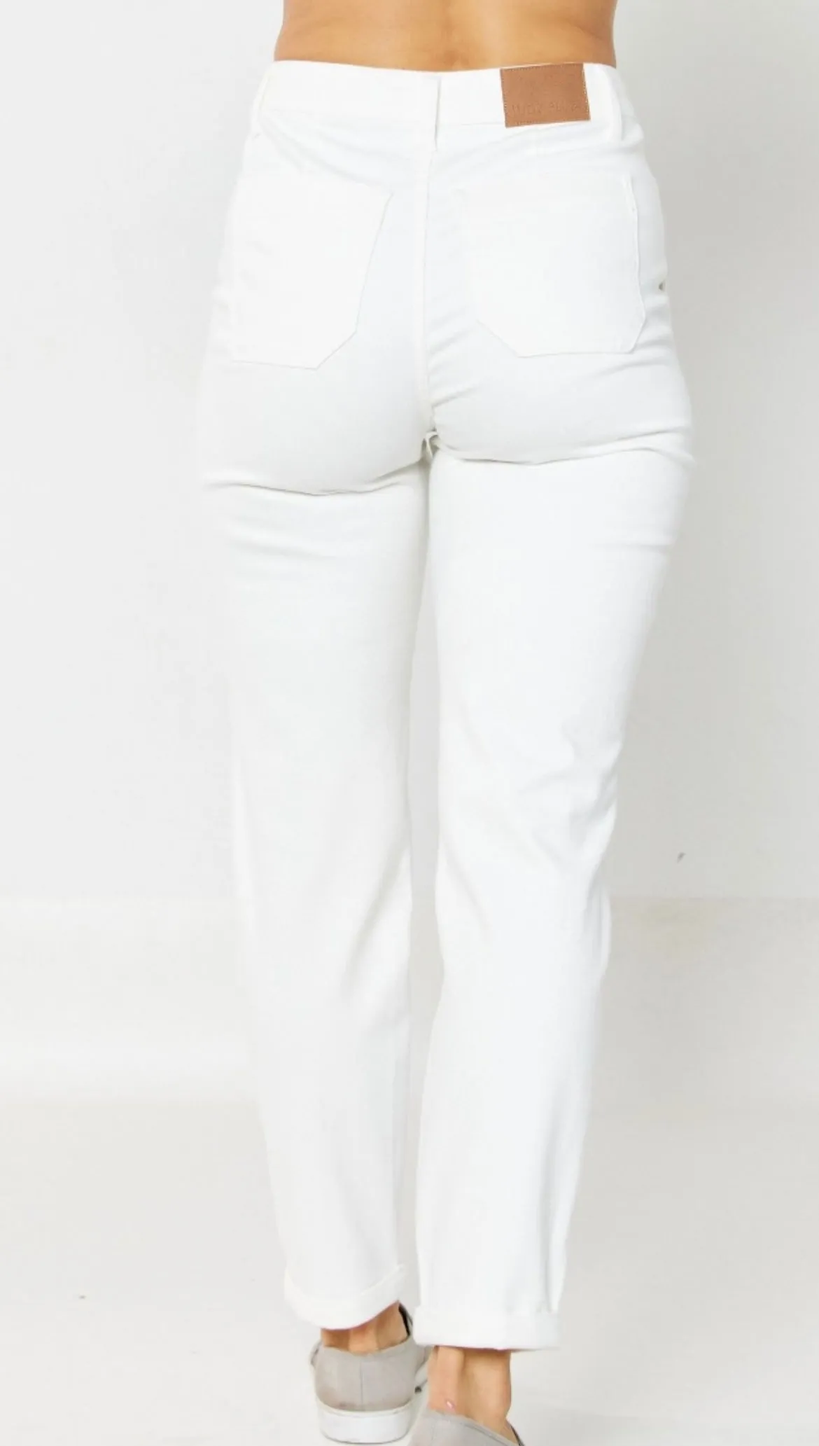 Judy Blue HW White Garment Dyed Cuffed Jogger