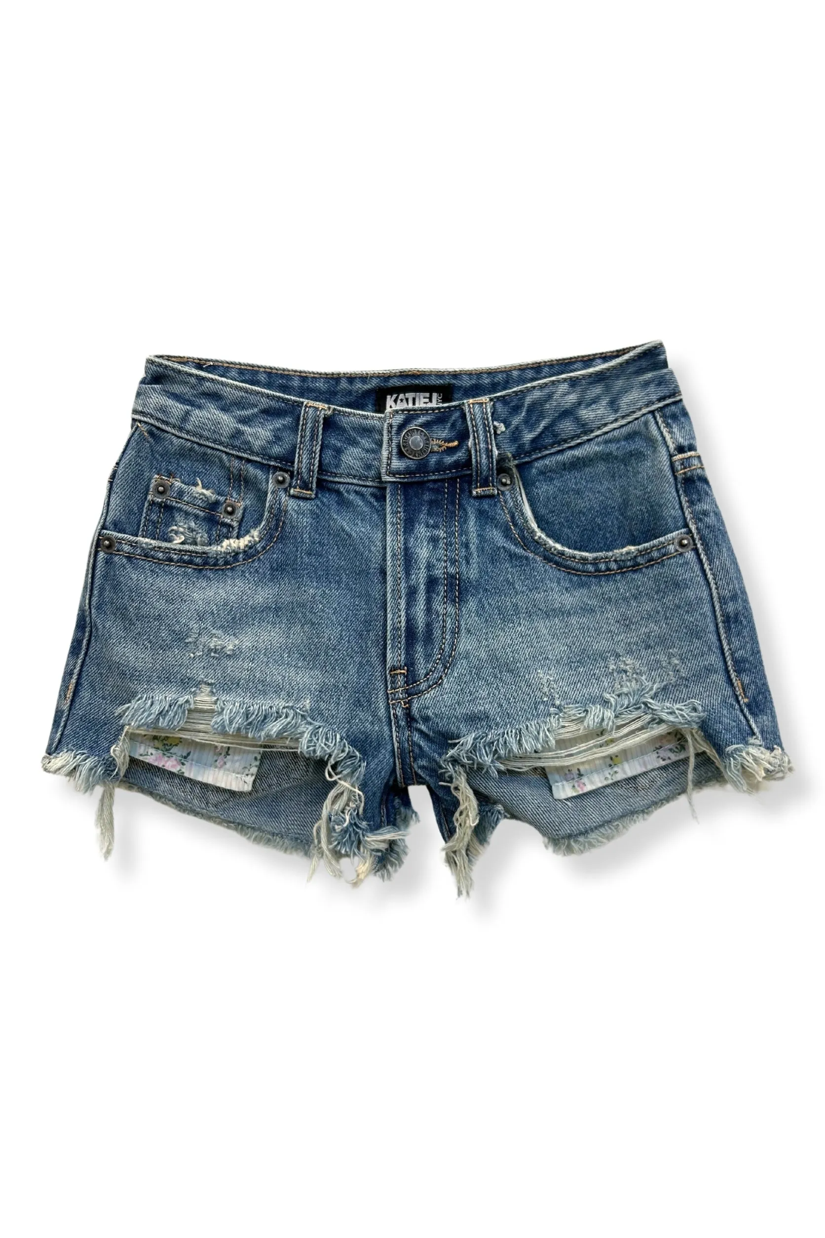 JUNIOR MALIBU DENIM SHORTS PRINTED POCKET