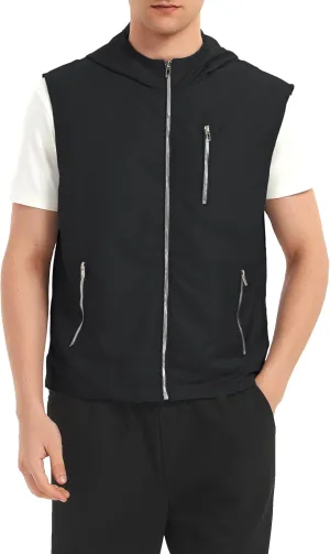 JYG Men's Lightweight Softshell Vest Casual Full Zip Hooded Sleeveless Jacket for Golf Travel Hiking Running 2025