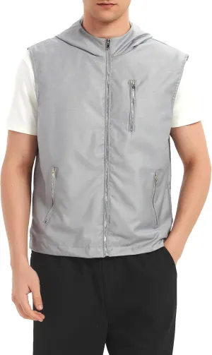 JYG Men's Lightweight Softshell Vest Casual Full Zip Hooded Sleeveless Jacket for Golf Travel Hiking Running 2025