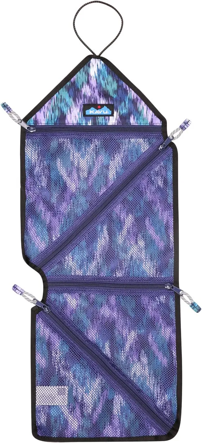 KAVU Origami Packable Hanging Pouch with Elastic Cord Loop - Glacier Ikat