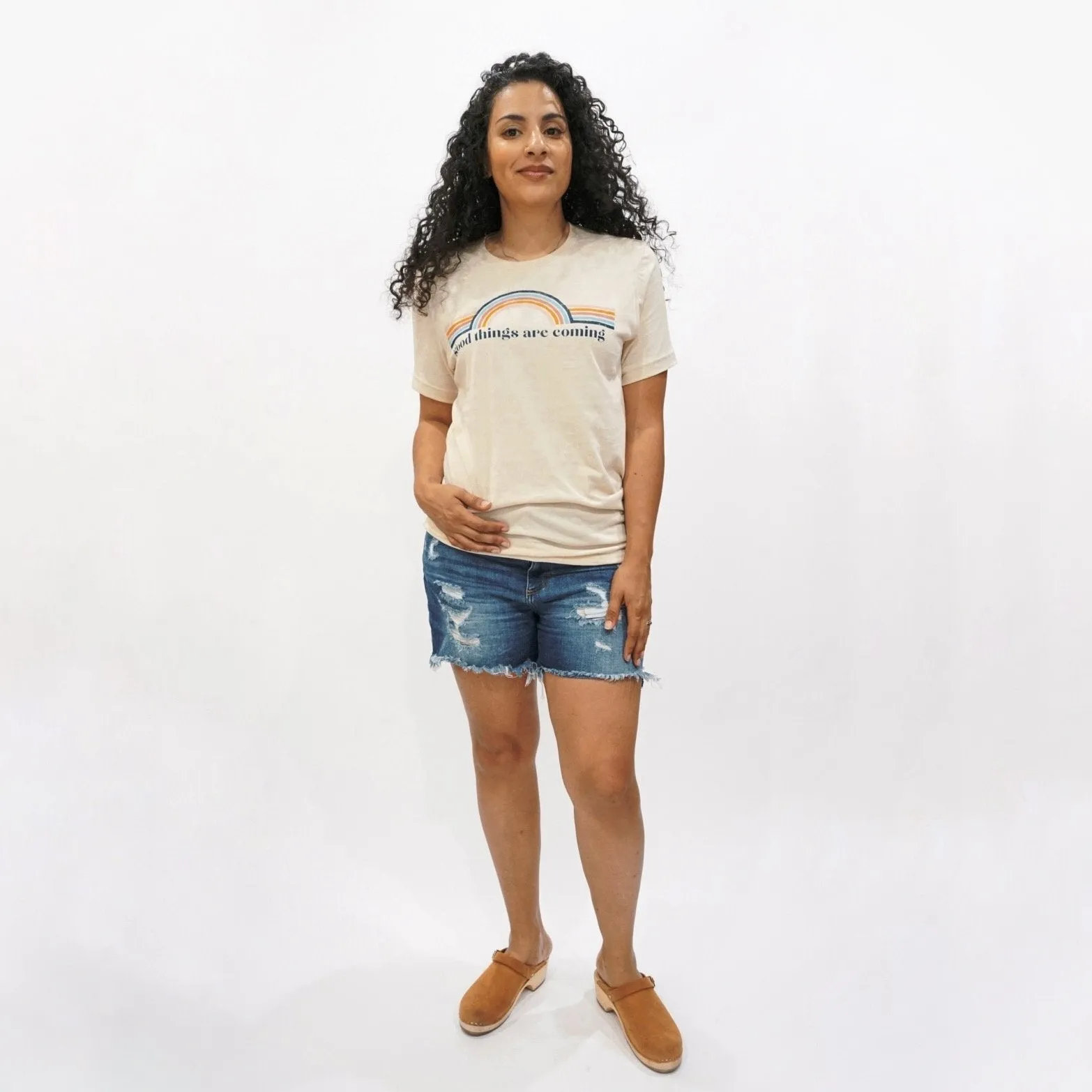 Kellie Mid-Rise Distressed Denim Shorts