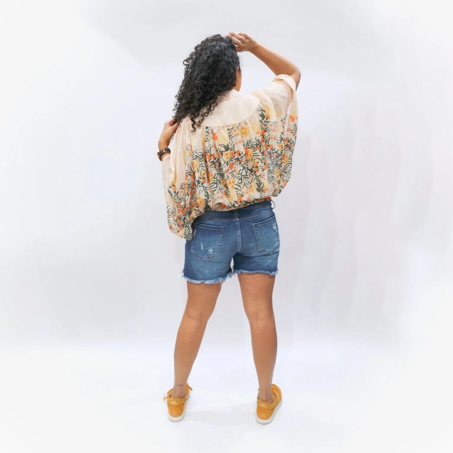 Kellie Mid-Rise Distressed Denim Shorts