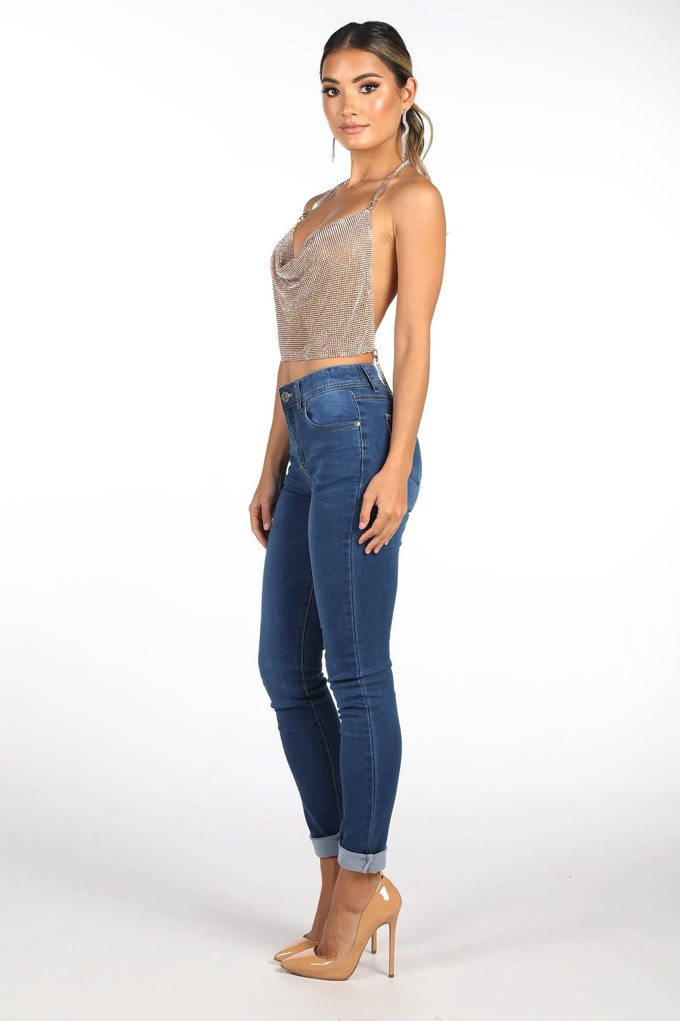 Kendall Diamante Crystal Top - Gold