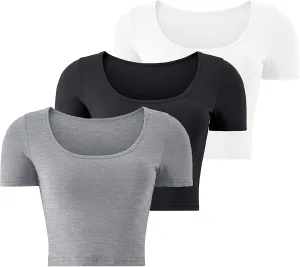 Kindcall Lightweight Crop Tops Slim Fit Stretchy Workout Shirts for Women