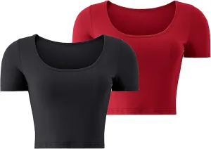 Kindcall Lightweight Crop Tops Slim Fit Stretchy Workout Shirts for Women