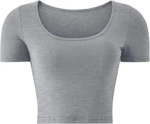 Kindcall Lightweight Crop Tops Slim Fit Stretchy Workout Shirts for Women