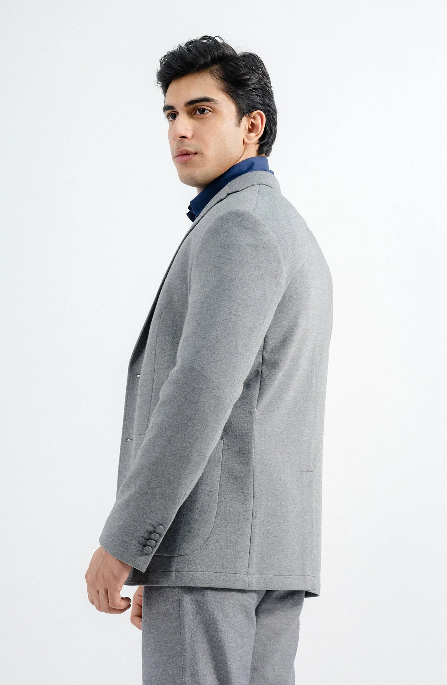 KNITTED BLAZER -  GREY