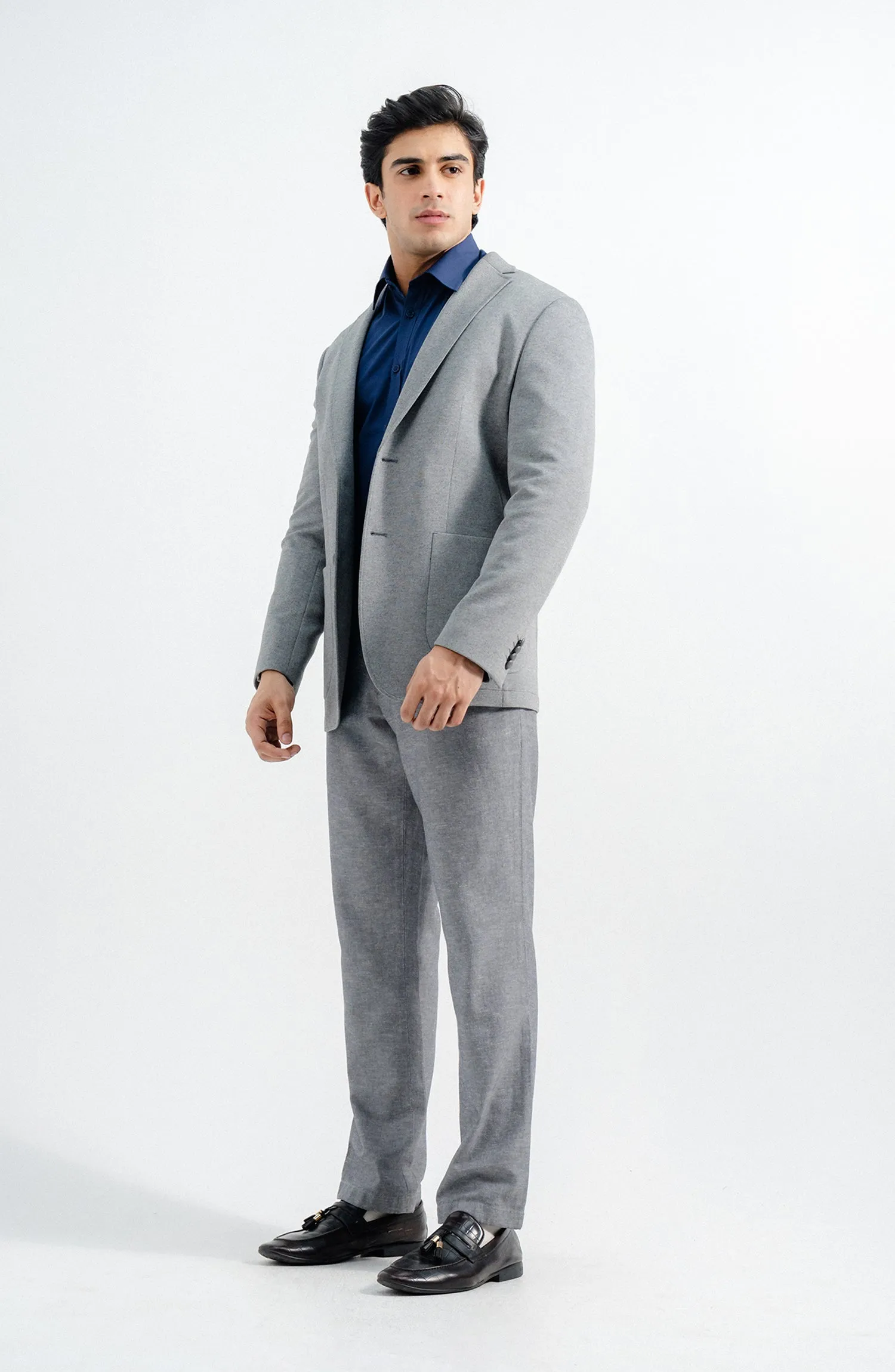 KNITTED BLAZER -  GREY