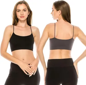 Kurve American Made Basic Crop Tank Top Bra Cami, UV Protective Fabric UPF 50  (Made with Love in The USA)