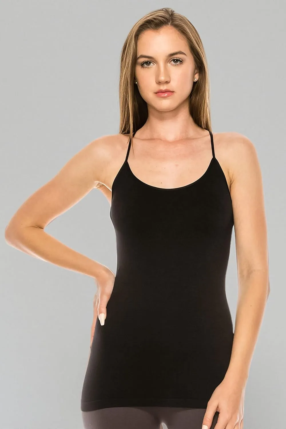 Kurve American Made Y-Back Spaghetti Strap Basic Cami, UV Protective Fabric UPF 50  (Made with Love in The USA)