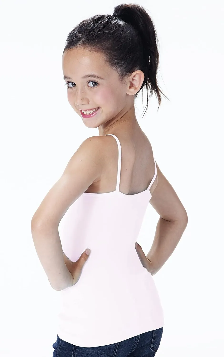 Kurve Girls Sleeveless Tank Top  Stretch Undershirts Cami Camisole, UV Protective Fabric, Rated UPF 50  (Made in USA)