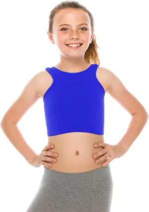Kurve Premium Girls Seamless Supersoft Sleeveless Crop Tank Top - Stretchy Bra, UV UPF 50  (Made in USA)