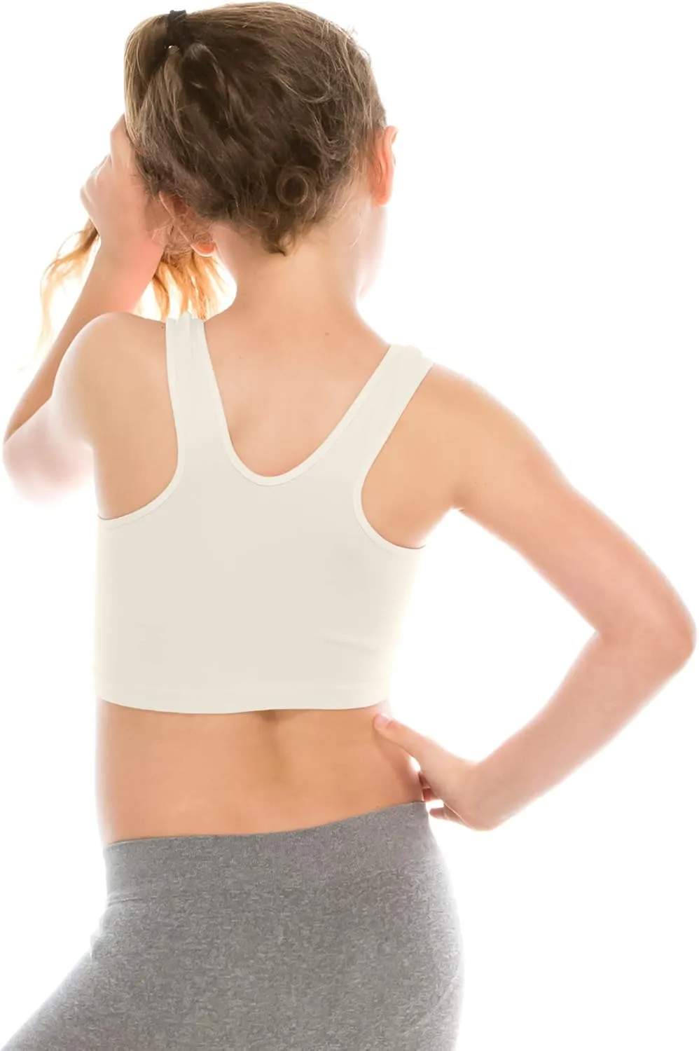 Kurve Premium Girls Seamless Supersoft Sleeveless Crop Tank Top - Stretchy Bra, UV UPF 50  (Made in USA)