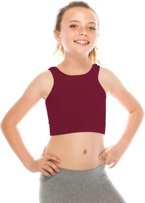 Kurve Premium Girls Seamless Supersoft Sleeveless Crop Tank Top - Stretchy Bra, UV UPF 50  (Made in USA)