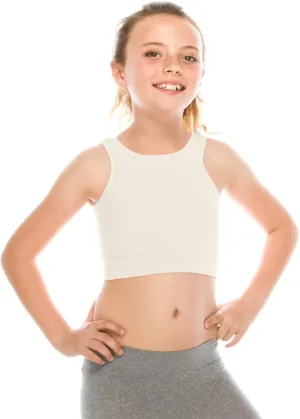 Kurve Premium Girls Seamless Supersoft Sleeveless Crop Tank Top - Stretchy Bra, UV UPF 50  (Made in USA)