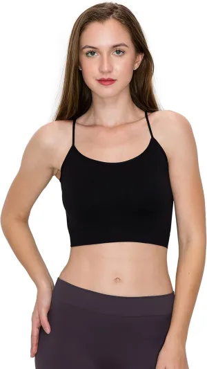 Kurve Womens Crop Tank Top - Seamless Non-Padded Cami Bra Bandeau Yoga Workout UV Protective Fabric UPF 50  Made in USA