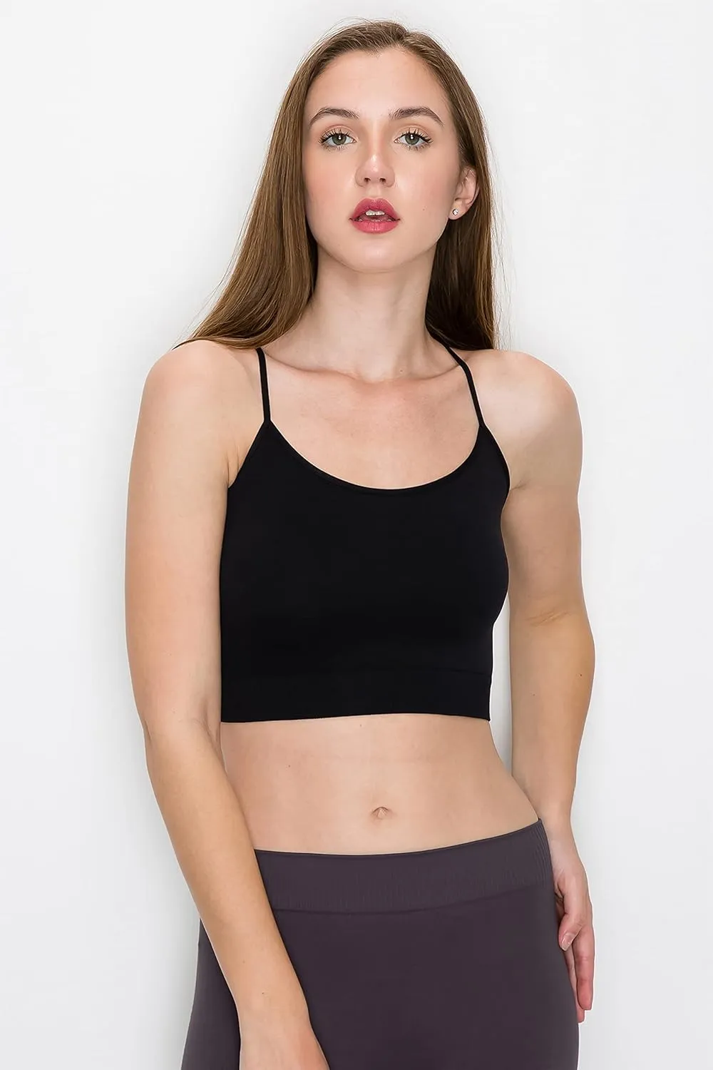 Kurve Womens Crop Tank Top - Seamless Non-Padded Cami Bra Bandeau Yoga Workout UV Protective Fabric UPF 50  Made in USA