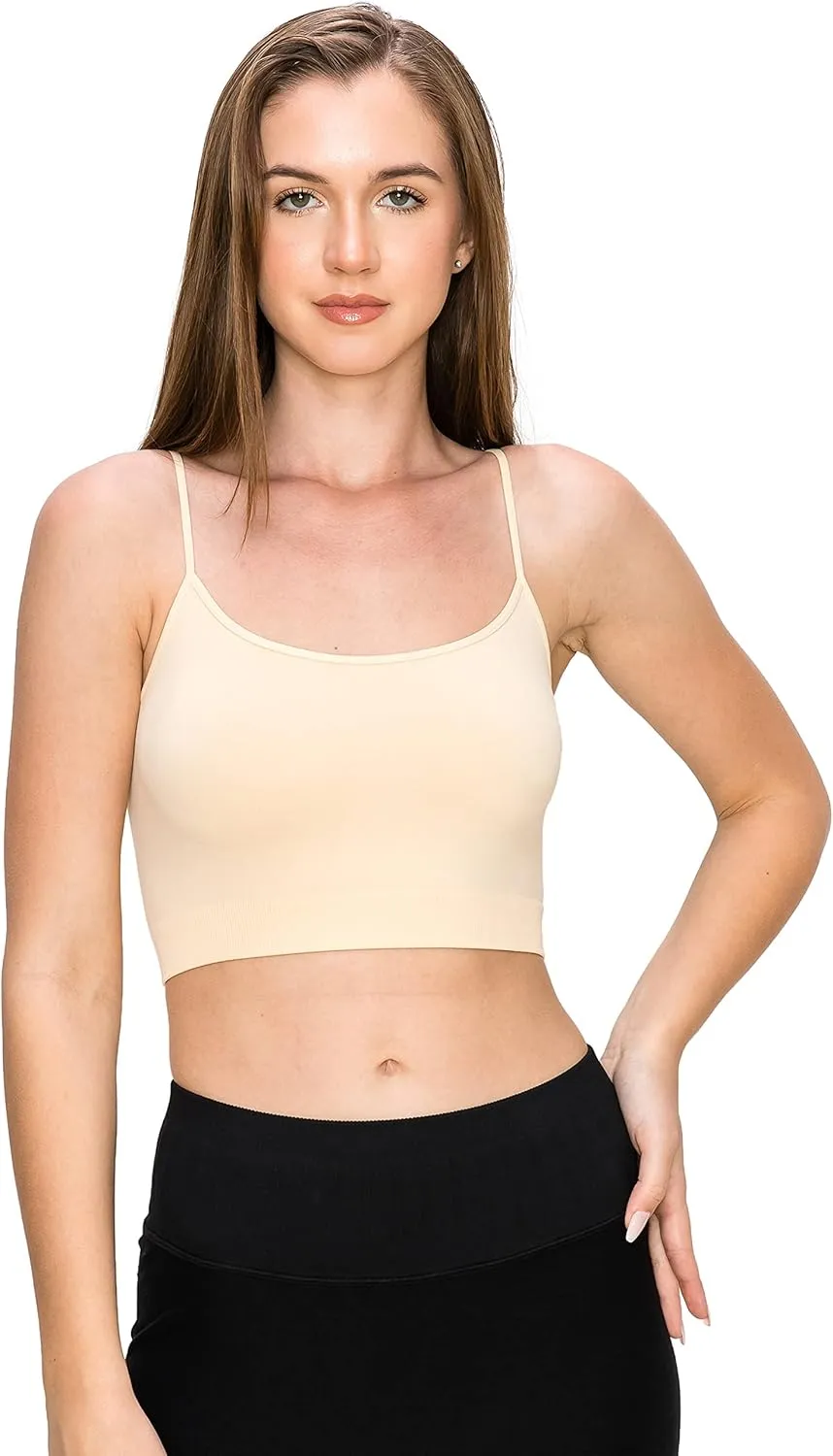 Kurve Womens Crop Tank Top - Seamless Non-Padded Cami Bra Bandeau Yoga Workout UV Protective Fabric UPF 50  Made in USA
