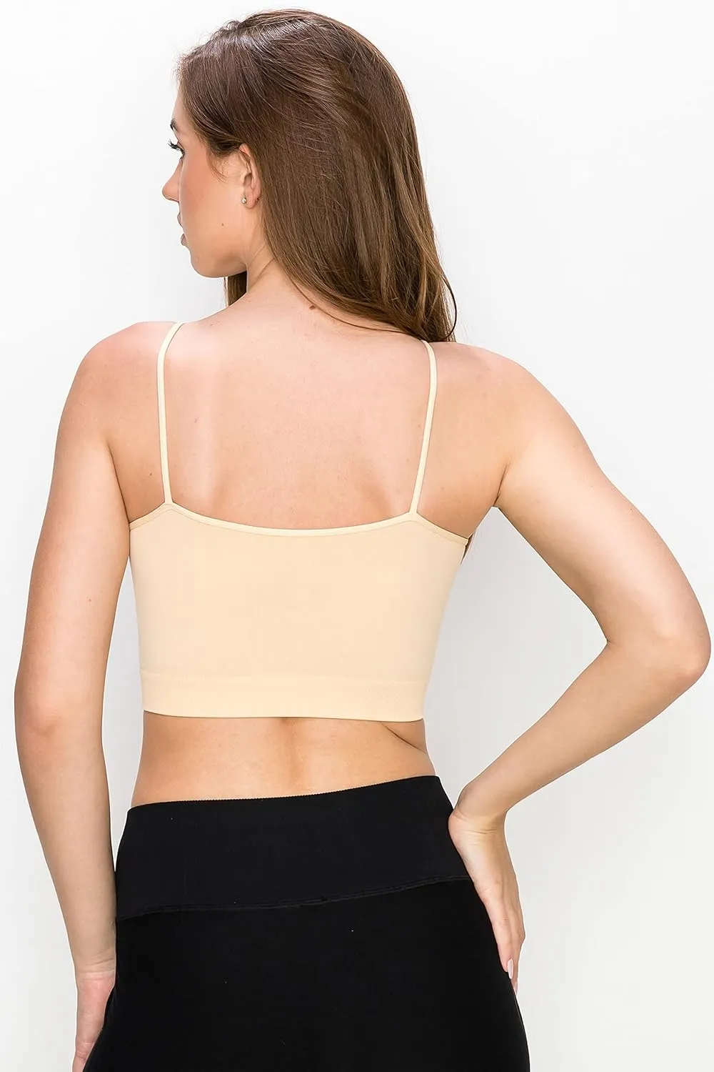 Kurve Womens Crop Tank Top - Seamless Non-Padded Cami Bra Bandeau Yoga Workout UV Protective Fabric UPF 50  Made in USA