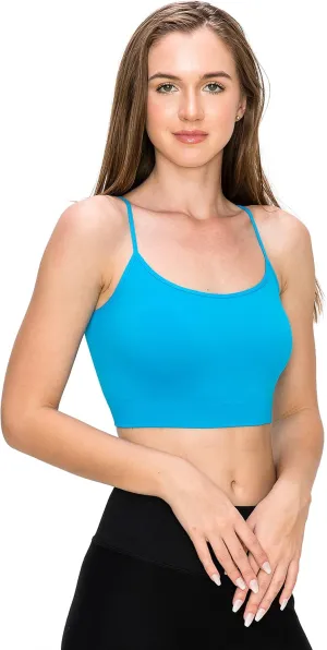 Kurve Womens Crop Tank Top - Seamless Non-Padded Cami Bra Bandeau Yoga Workout UV Protective Fabric UPF 50  Made in USA