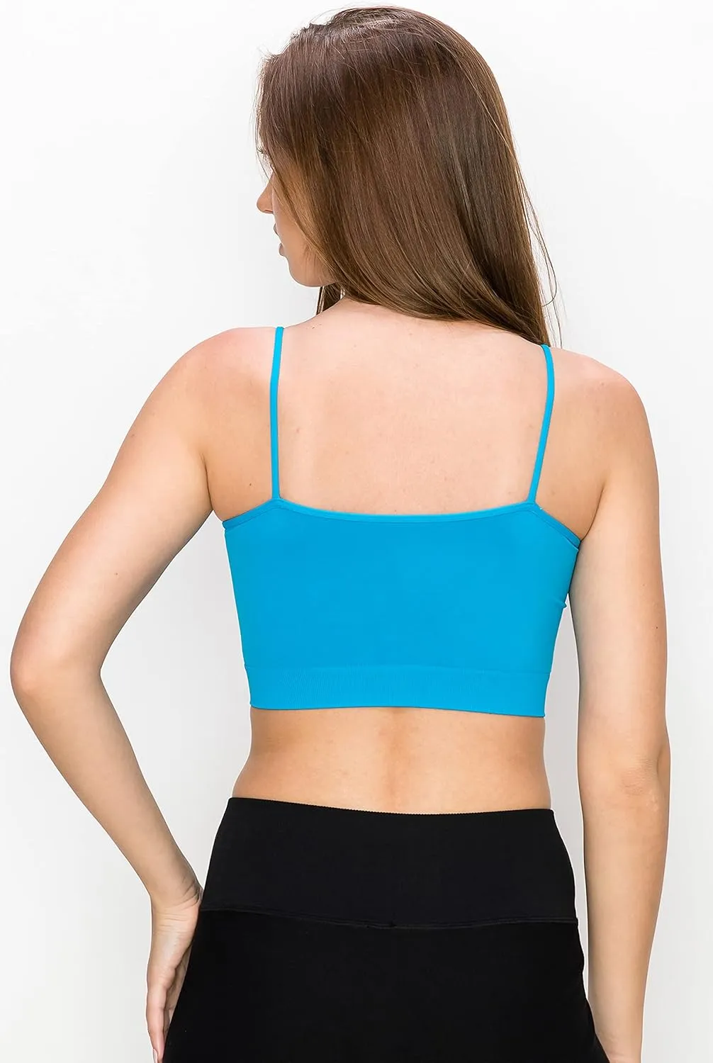 Kurve Womens Crop Tank Top - Seamless Non-Padded Cami Bra Bandeau Yoga Workout UV Protective Fabric UPF 50  Made in USA
