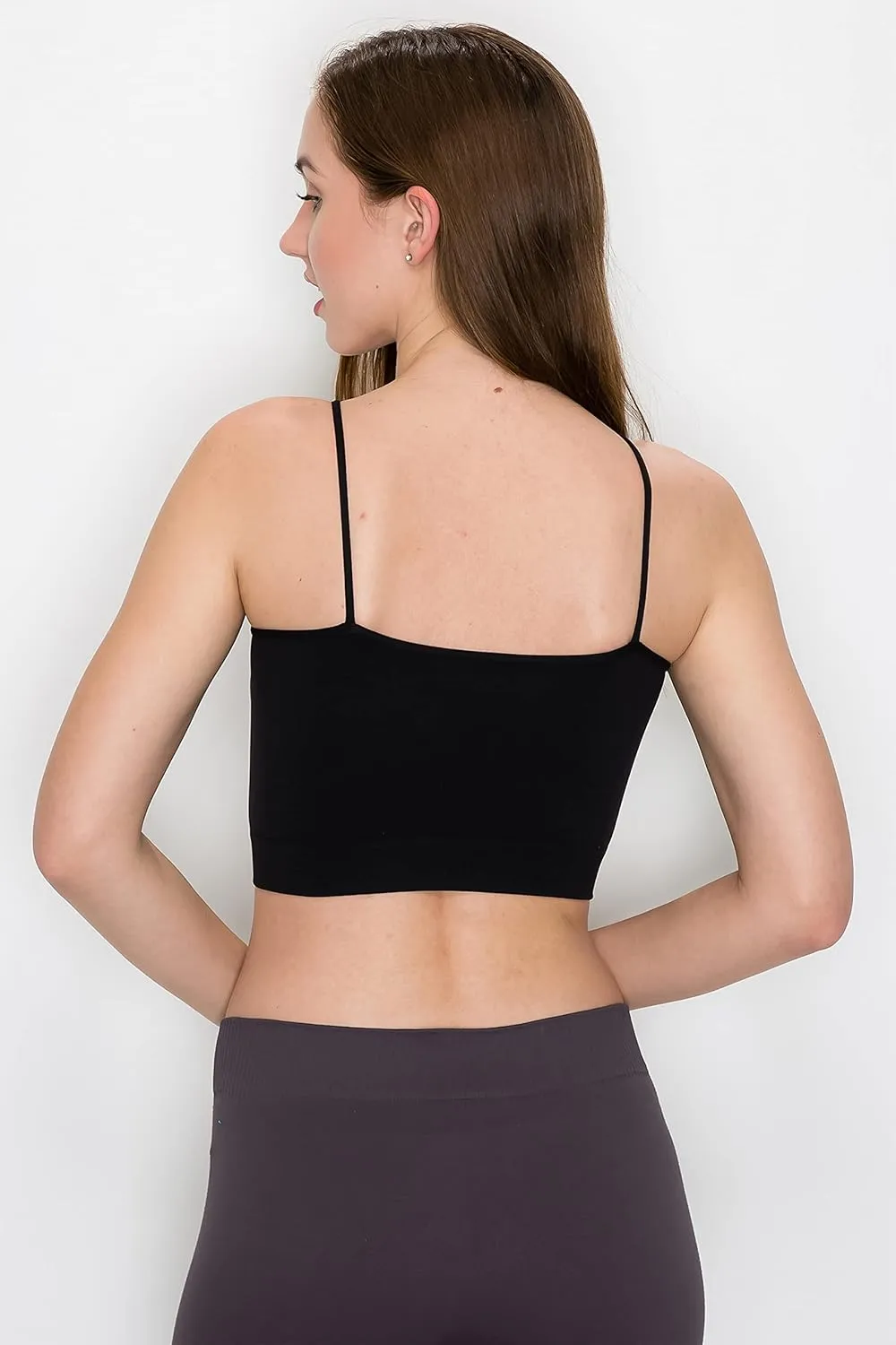 Kurve Womens Crop Tank Top - Seamless Non-Padded Cami Bra Bandeau Yoga Workout UV Protective Fabric UPF 50  Made in USA