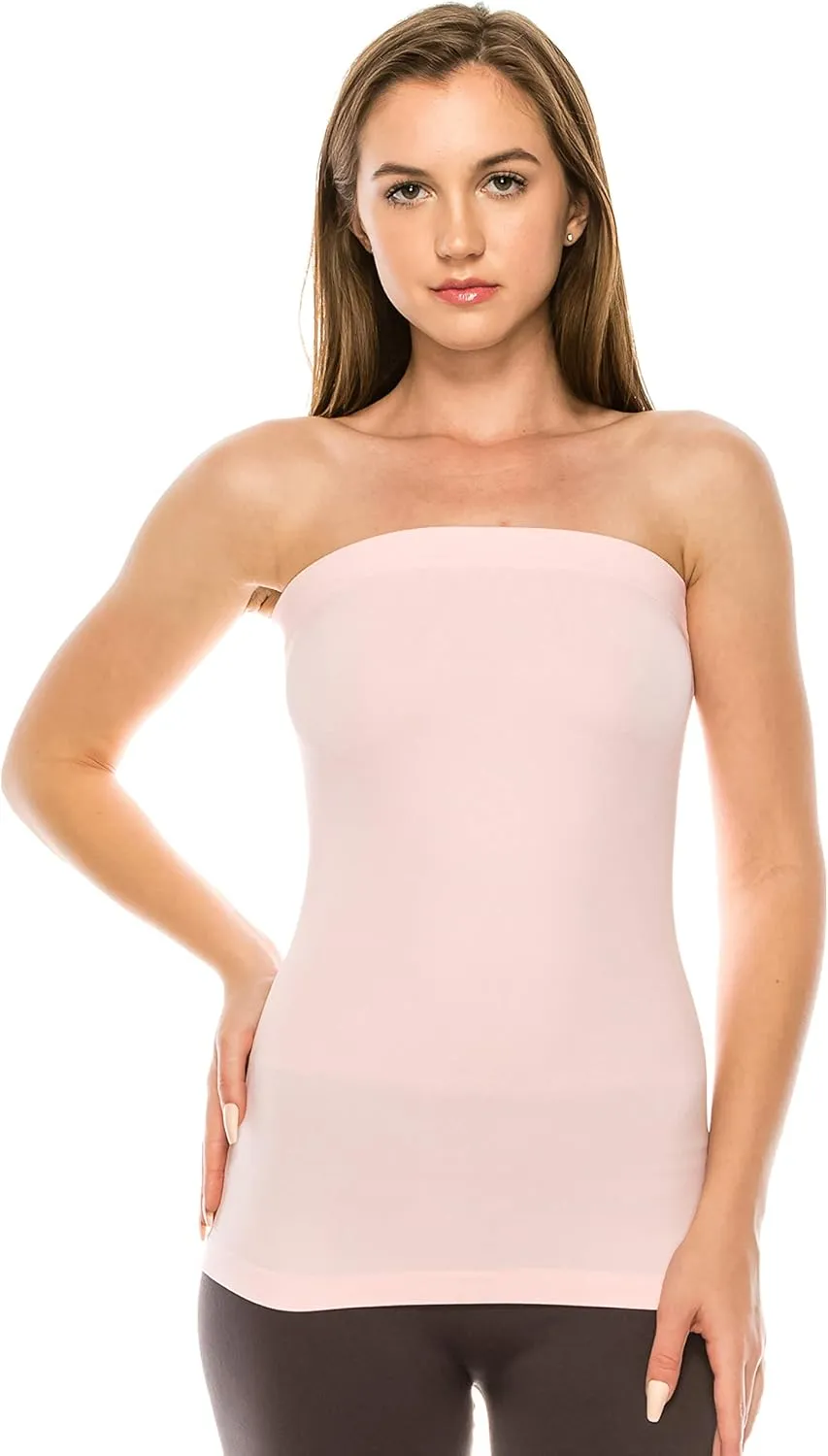 Kurve Women's Seamless Stretch Long Bandeau Tube Top (XS/S, M/L, L/XL, XL/XXL) -Made in USA-