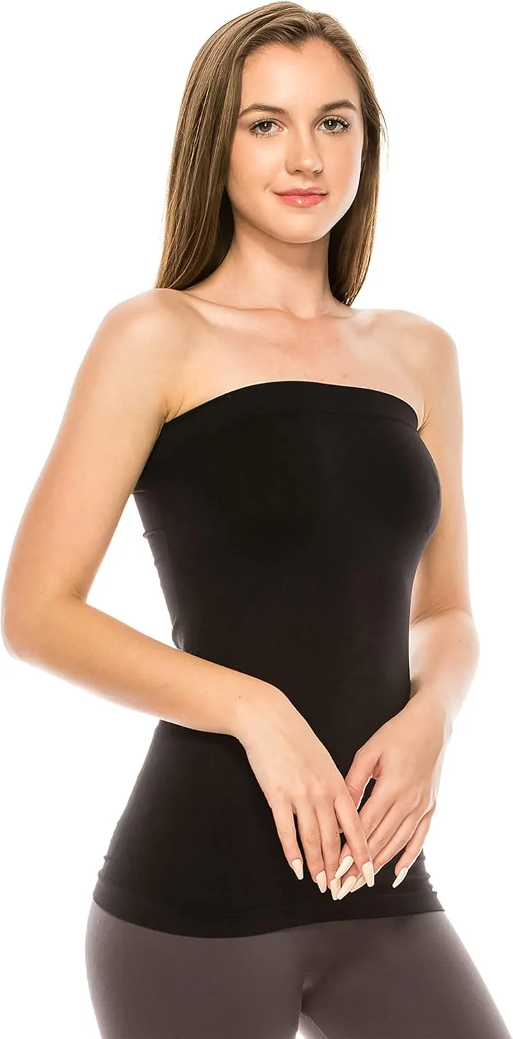 Kurve Women's Seamless Stretch Long Bandeau Tube Top (XS/S, M/L, L/XL, XL/XXL) -Made in USA-