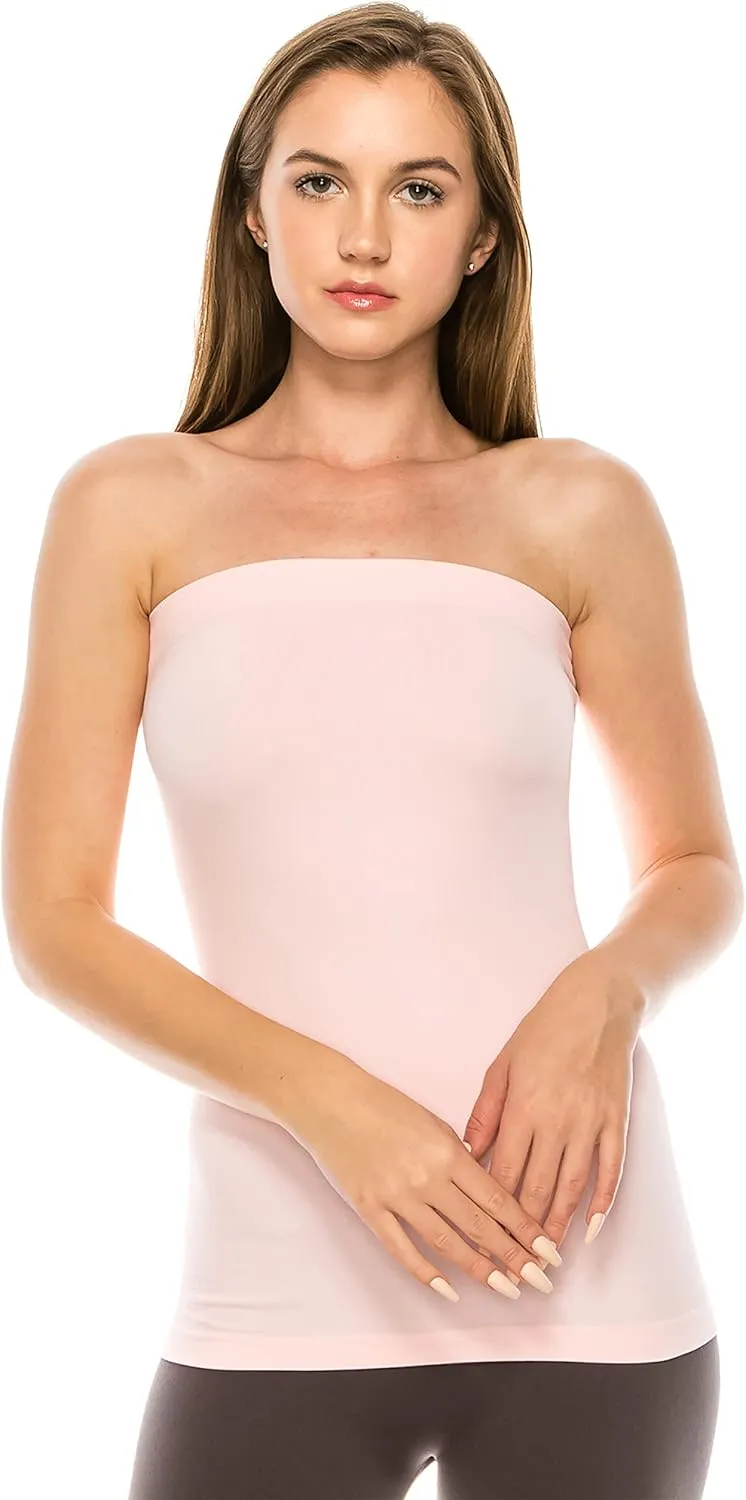 Kurve Women's Seamless Stretch Long Bandeau Tube Top (XS/S, M/L, L/XL, XL/XXL) -Made in USA-
