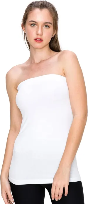 Kurve Women's Seamless Stretch Long Bandeau Tube Top (XS/S, M/L, L/XL, XL/XXL) -Made in USA-