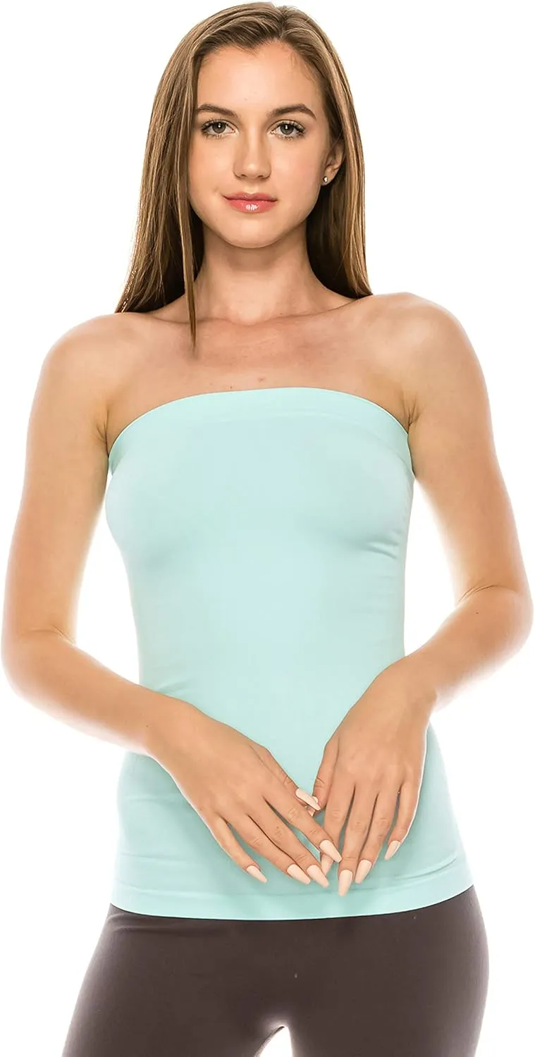 Kurve Women's Seamless Stretch Long Bandeau Tube Top (XS/S, M/L, L/XL, XL/XXL) -Made in USA-