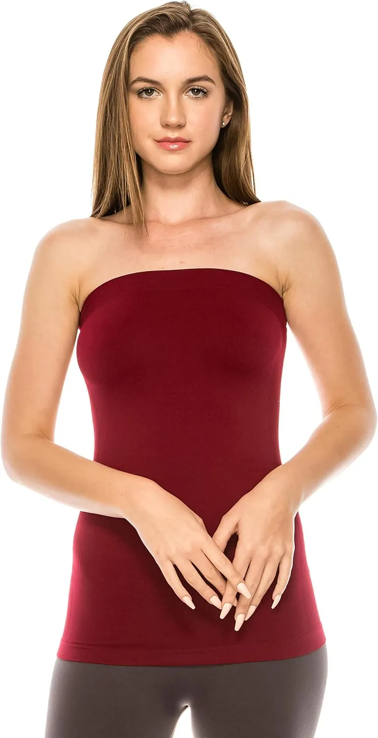Kurve Women's Seamless Stretch Long Bandeau Tube Top (XS/S, M/L, L/XL, XL/XXL) -Made in USA-
