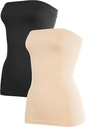Kurve Women's Seamless Stretch Long Bandeau Tube Top (XS/S, M/L, L/XL, XL/XXL) -Made in USA-
