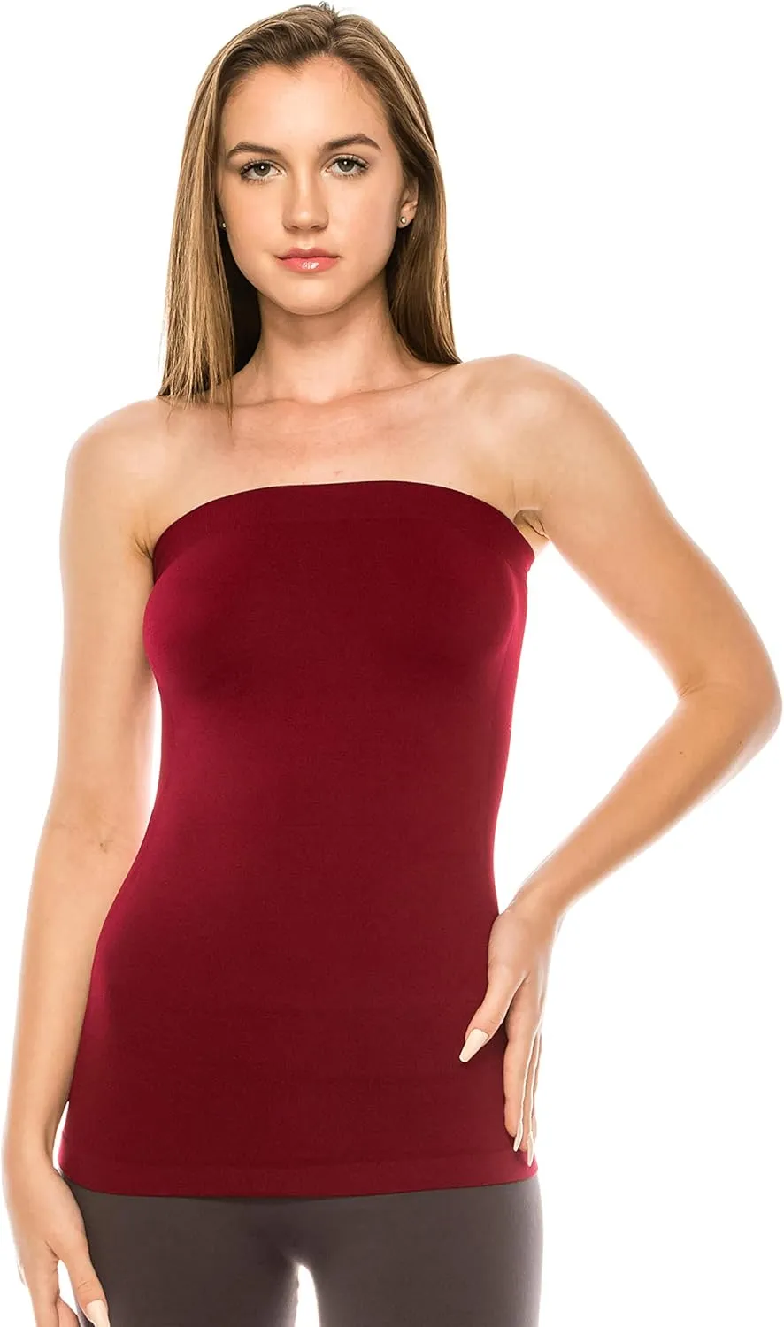 Kurve Women's Seamless Stretch Long Bandeau Tube Top (XS/S, M/L, L/XL, XL/XXL) -Made in USA-