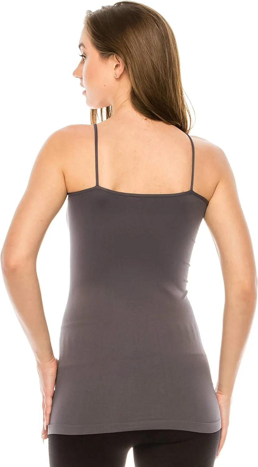 Kurve Womens V-Neck Camisole Tank - Basic Seamless Stretch Spaghetti Strap