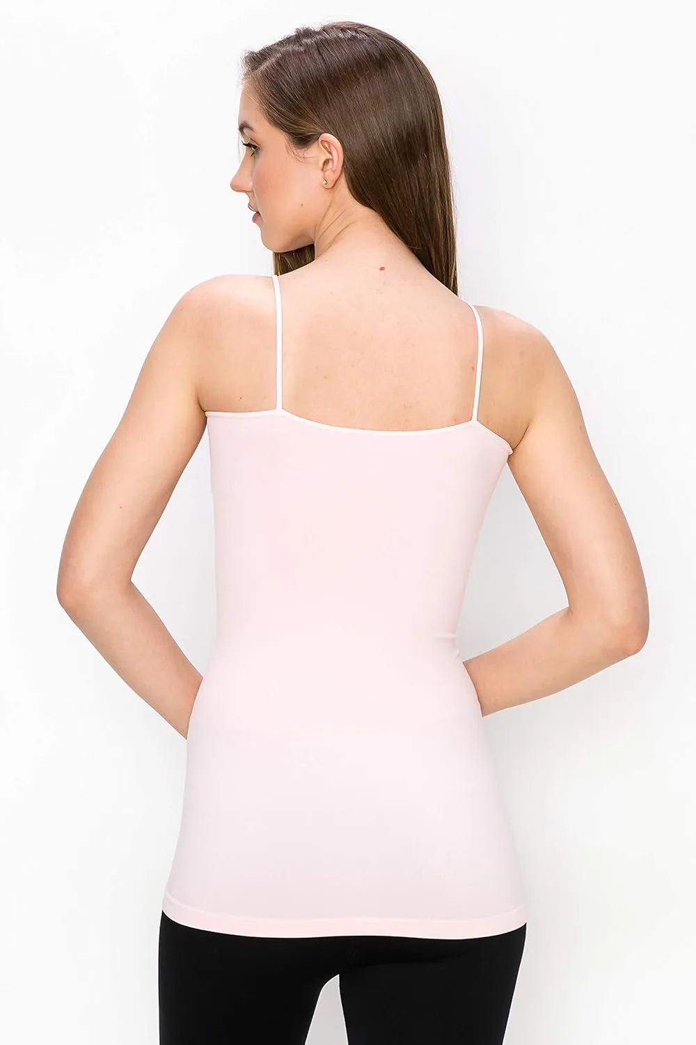 Kurve Womens V-Neck Camisole Tank - Basic Seamless Stretch Spaghetti Strap