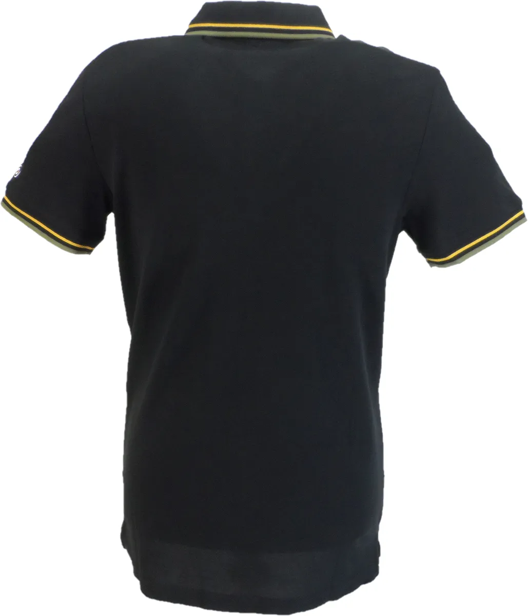 Lambretta Mens Black/Gold/Green Retro Target Logo 100% Cotton Polo Shirts