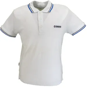 Lambretta White Blue Retro Target Logo 100% Cotton Polo Shirts