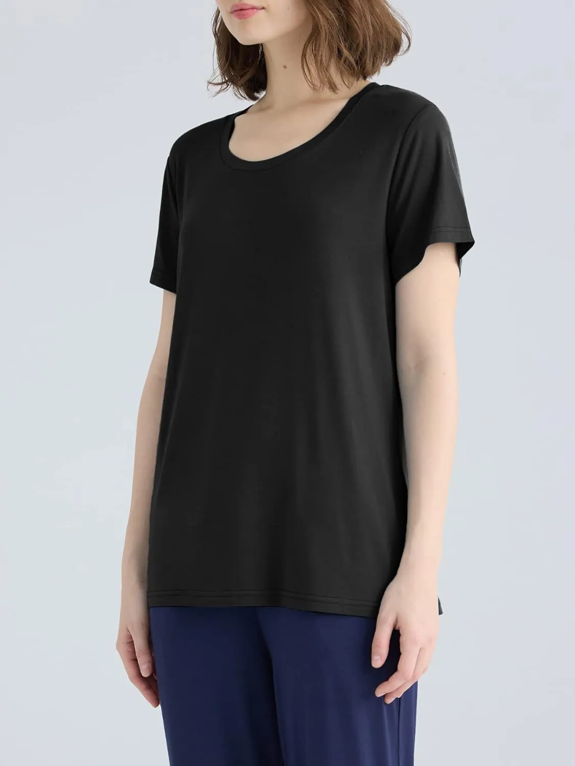 Latuza Women's Soft Comfy Pajama Tops Scoop Neck Sleep Tee Shirt